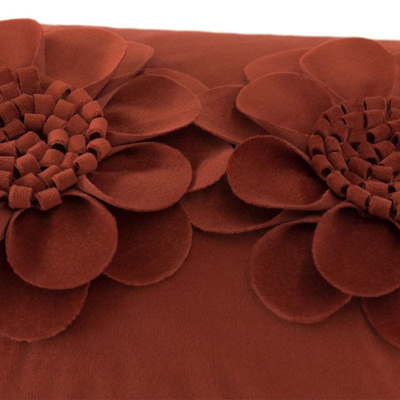 JWH 3D Flower Throw Pillow Cover Decorative Sunflower Accent Pillow Case Velvet Cushion Lumbar Floral Pillowcase for Bed Sofa Couch Living Room 12x20 Inches Rust Red - Image 4